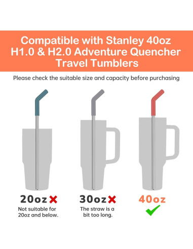 Pajitas Reutilizables Tomorotec 6PCS Acero Inoxidable 33cm