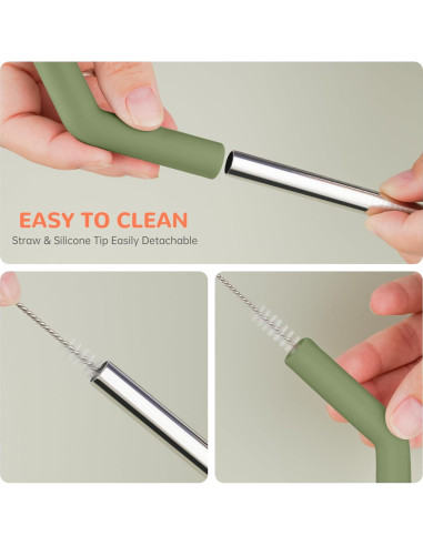 Pajitas Reutilizables Tomorotec 6PCS Acero Inoxidable 33cm