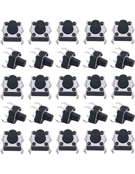 Interruptor Táctil Momentáneo 4 Pines DIP MURVE 100 Pcs 6x6x7mm
