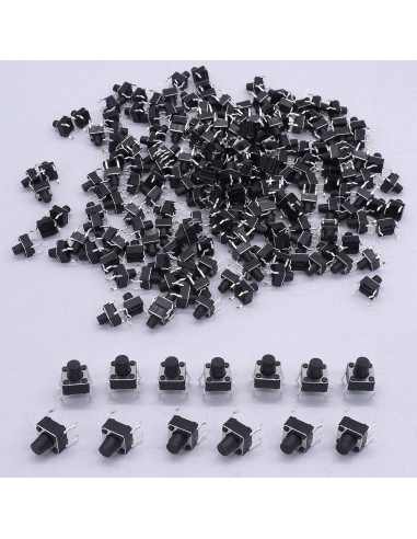 Interruptor Táctil Momentáneo 4 Pines DIP MURVE 100 Pcs 6x6x7mm