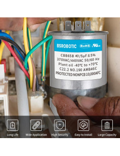 Capacitor AC CBB65B 40+5 uF 370/440V Doble Función 2