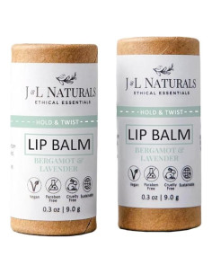 Bálsamo Labial Natural J&L Naturals - Bergamota y Lavanda, Dúo 2 Piezas