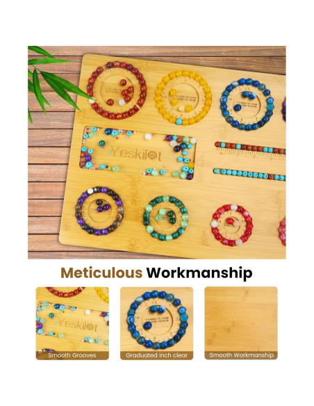 Tablero de cuentas de bambú Yeskilot 40x29 cm para DIY