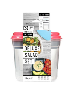 Contenedor de Ensalada Fit & Fresh Rosa 4 Tazas con Hielo
