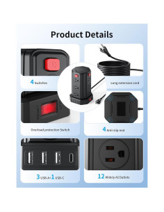 Regleta de Sobretensión SMALLRT 2M con 12 Salidas y 4 USB 2