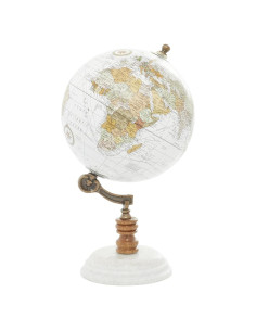 Globo Geográfico Deco 79 Blanco con Base de Mármol 27.94 cm