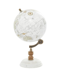 Globo Geográfico Deco 79 Blanco con Base de Mármol 27.94 cm 2