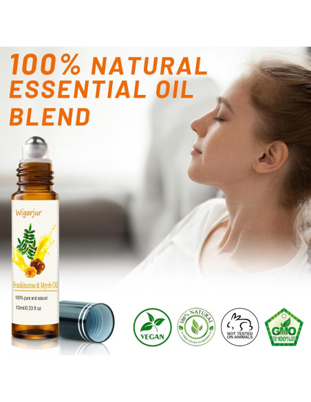 3 PCS Aceites Esenciales Roll On Incienso, Pachulí, Mirra 9.86 ml