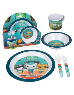 Juego de Comida Octonauts 5 Piezas - Plato, Tazón, Vaso, Utensilios