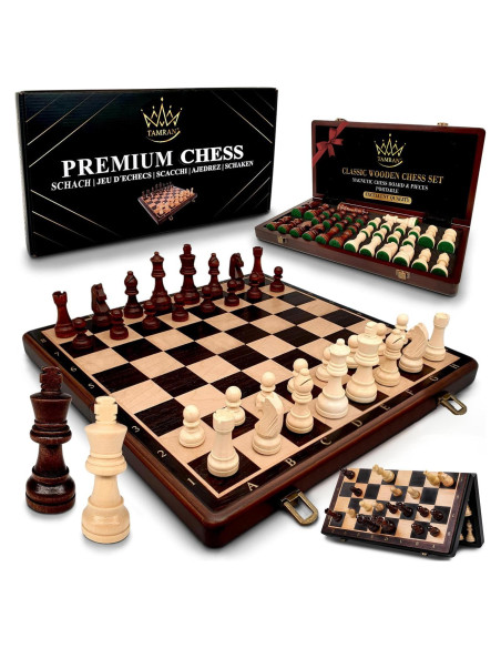 Juego de Ajedrez Magnético de Madera TAMRAN 15 Pulgadas Plegable