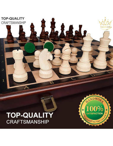 Juego de Ajedrez Magnético de Madera TAMRAN 15 Pulgadas Plegable