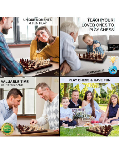 Juego de Ajedrez Magnético de Madera TAMRAN 15 Pulgadas Plegable