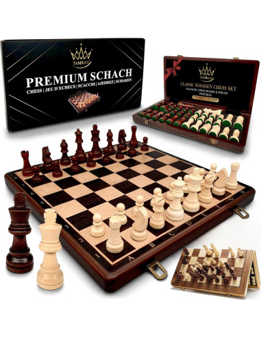 Juego de Ajedrez Magnético de Madera TAMRAN 15 Pulgadas Plegable