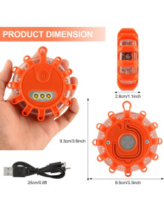 Baliza LED de Emergencia AK Recargable con Base Magnética 2