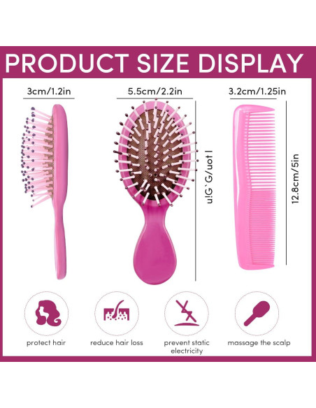 Paquete de 15 Mini Cepillos Desenredantes YOJOR para Cabello Paquete de 15 Mini Cepillos Desenredantes YOJOR para Cabello