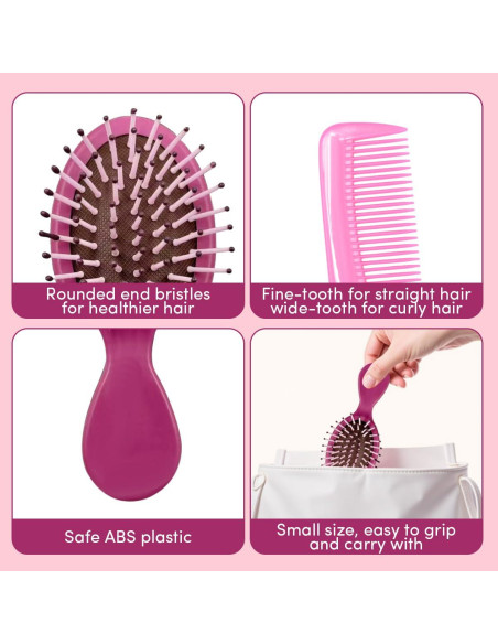 Paquete de 15 Mini Cepillos Desenredantes YOJOR para Cabello Paquete de 15 Mini Cepillos Desenredantes YOJOR para Cabello