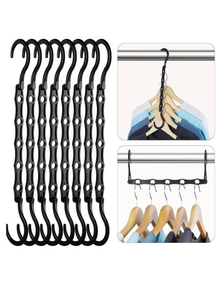 Perchas Ahorra Espacio HOUSE DAY - Paquete de 8 Negras