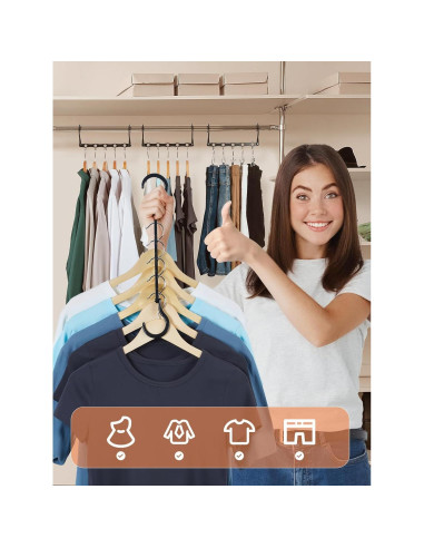 Perchas Ahorra Espacio HOUSE DAY - Paquete de 8 Negras