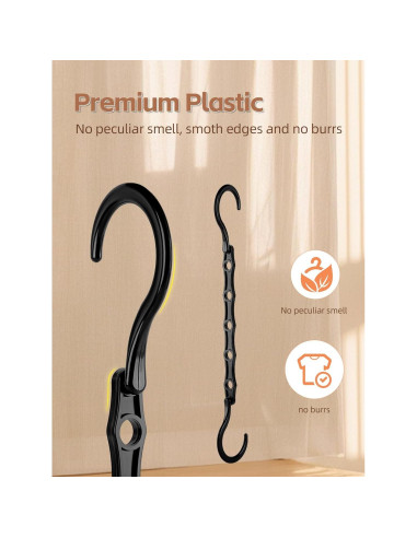 Perchas Ahorra Espacio HOUSE DAY - Paquete de 8 Negras