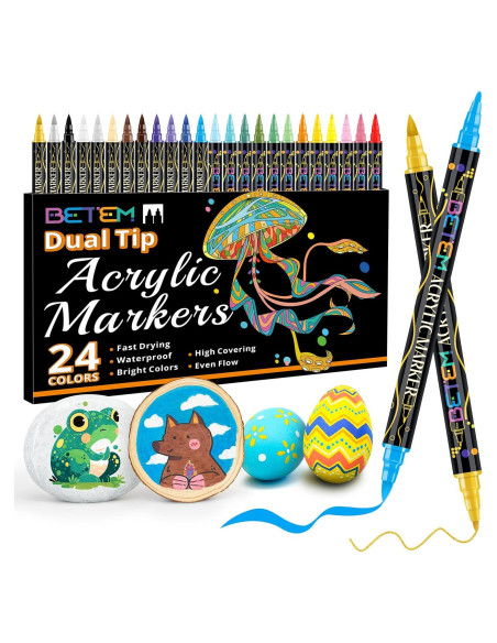 Marcadores Acrílicos Betem Doble Punta 24 Colores para Arte Marcadores Acrílicos Betem Doble Punta 24 Colores para Arte