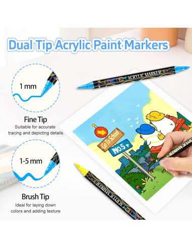 Marcadores Acrílicos Betem Doble Punta 24 Colores para Arte