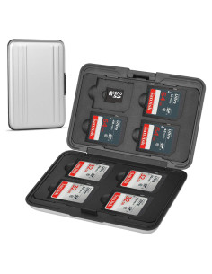 Caja de Aluminio para Tarjetas de Memoria Qkenvo SDH-01 Plata