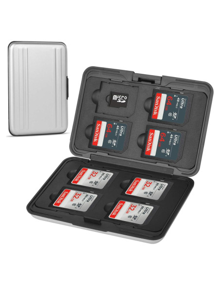 Caja de Aluminio para Tarjetas de Memoria Qkenvo SDH-01 Plata