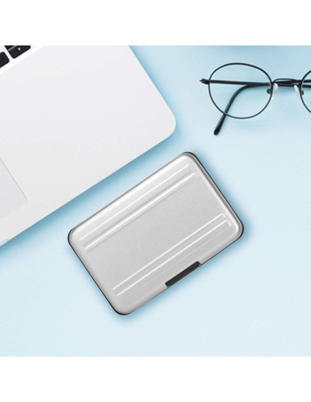 Caja de Aluminio para Tarjetas de Memoria Qkenvo SDH-01 Plata