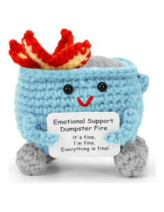 Muñeca de Crochet Fuego de Basura Azul con Tarjeta Positiva
