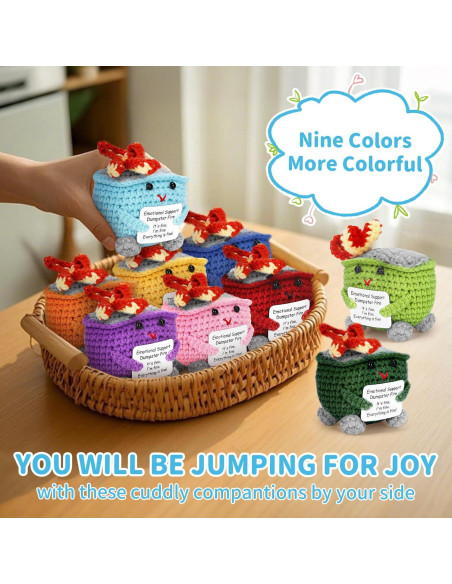 Muñeca de Crochet Fuego de Basura Azul con Tarjeta Positiva