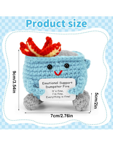 Muñeca de Crochet Fuego de Basura Azul con Tarjeta Positiva