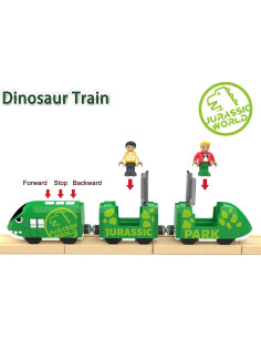 Juego de tren eléctrico Z MAYABBO con dinosaurio y vías 2