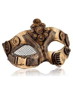 Máscara Mecánica Steampunk MYSEUNI para Hombres - Dorada