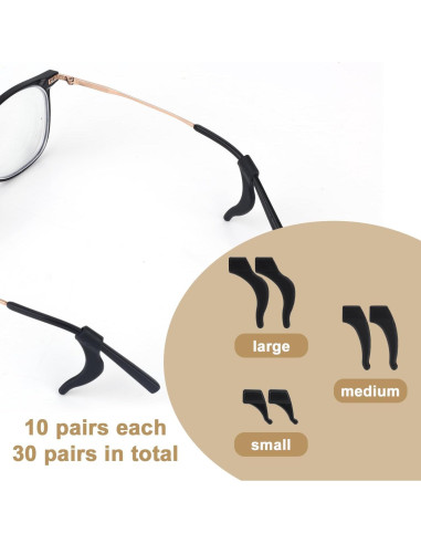 30 Pares de Agarraderas de Gafas de Silicona Antideslizantes