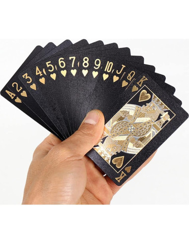 Paquete de 2 Barajas de Cartas de Póker Negras con Calavera - Impermeables