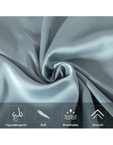 Funda de Almohada de Seda de Morera SIYUAN Estándar Azul Aqua