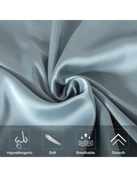 Funda de Almohada de Seda de Morera SIYUAN Estándar Azul Aqua