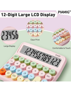 Calculadora Mecánica PIAMIG PMG2403 Rosa 12 Dígitos LCD 2