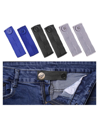 Extensores de Cintura Elásticos J.CARP para Pantalones - 6 Piezas