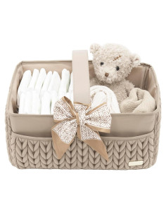 Cesta de Pañales LUKJOJO Beige, Organizador Plegable para Bebé