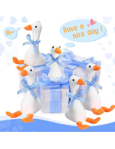 6 Gansos de Peluche RoundFunny 15 cm con Cinta Azul 2
