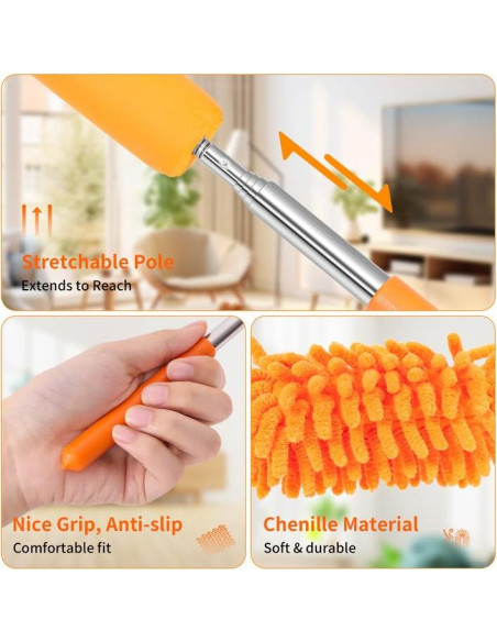 Plumero Telescópico TIMIVO 360 Lavable para Hogar y Coche
