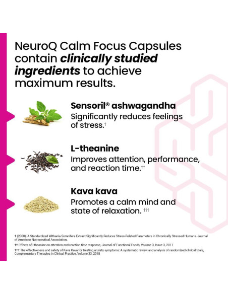 Cápsulas NeuroQ Calm Focus - Suplemento Antiestrés 60 Unidades