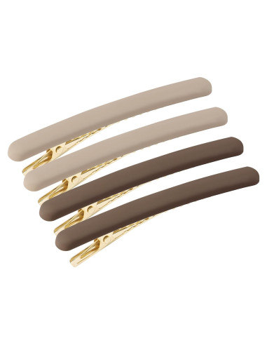 4 Clips de Pelo en Forma de Pato Motroce - 9 cm, Marrón