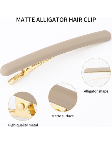 4 Clips de Pelo en Forma de Pato Motroce - 9 cm, Marrón