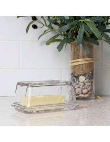 Plato de Mantequilla de Vidrio Fox Run con Tapa 17.15 cm