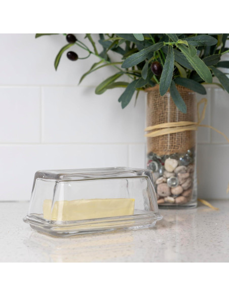 Plato de Mantequilla de Vidrio Fox Run con Tapa 17.15 cm