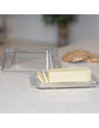 Plato de Mantequilla de Vidrio Fox Run con Tapa 17.15 cm