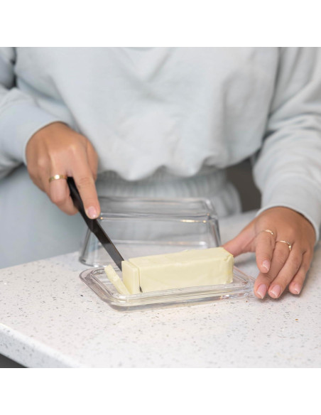 Plato de Mantequilla de Vidrio Fox Run con Tapa 17.15 cm