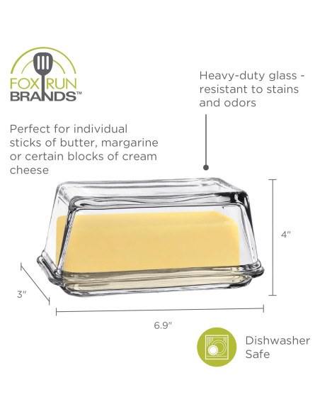 Plato de Mantequilla de Vidrio Fox Run con Tapa 17.15 cm
